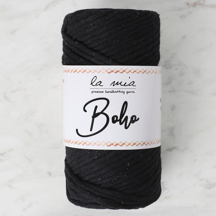 La Mia Boho Cotton Macrame Cord, Black - L006
