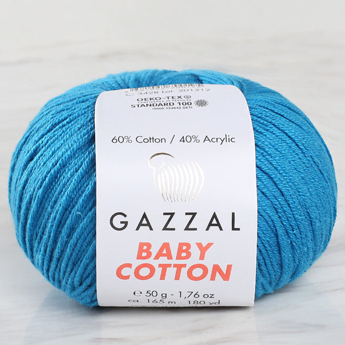 Gazzal Baby Cotton Knitting Yarn, Blue - 3428