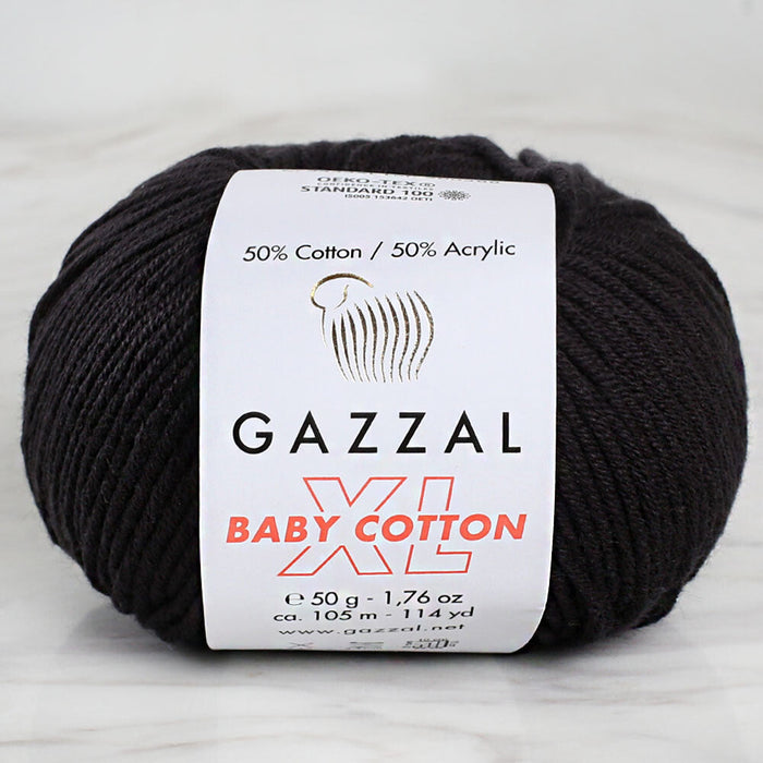 Gazzal Baby Cotton XL Baby Yarn, Black - 3433XL