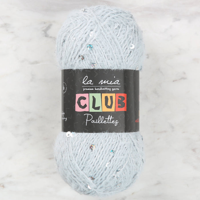 La Mia Club Paillettes Hand Kniitting Yarn, Light Blue - 604