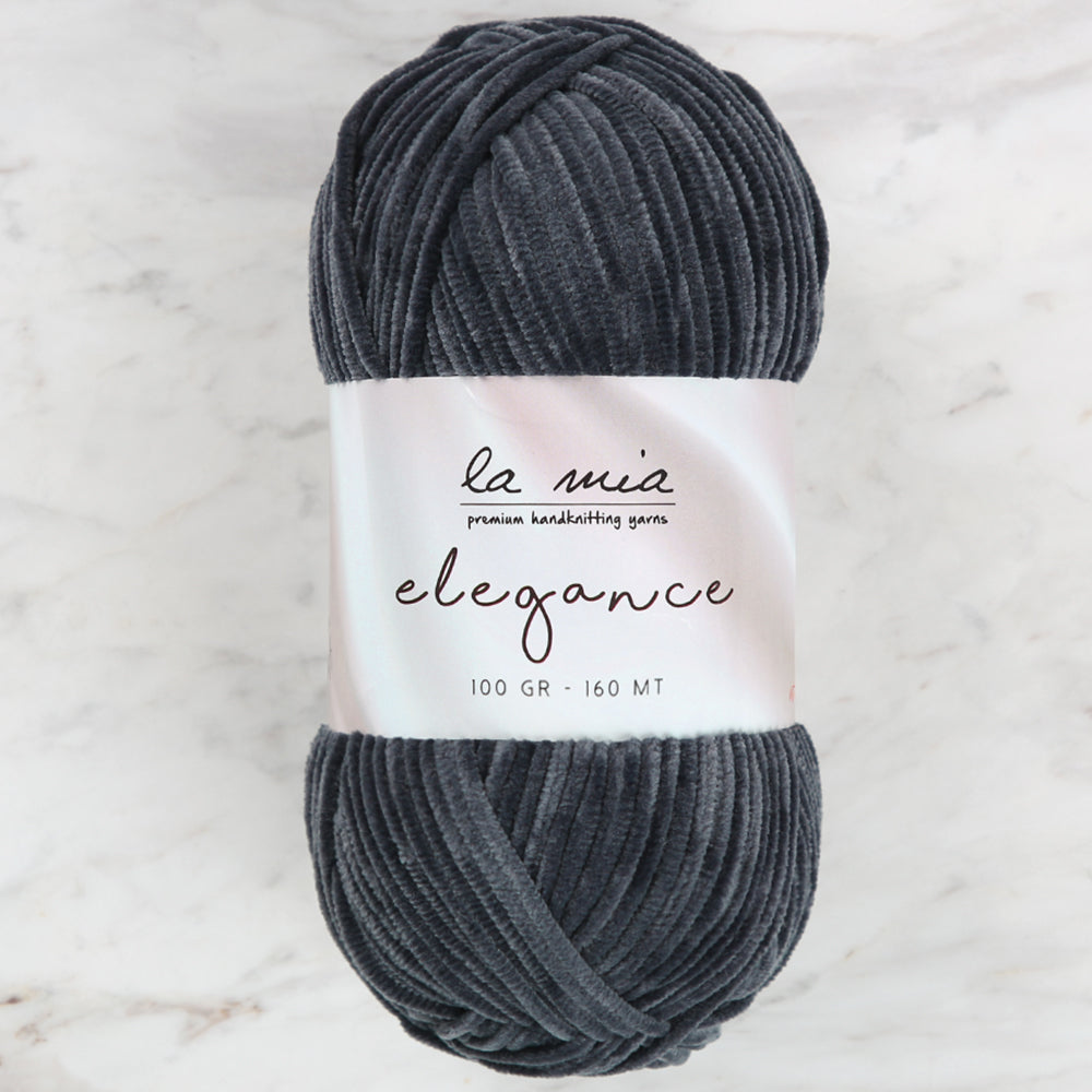 La Mia Elegance Fine Velvet Hand Knitting Yarn,Anthracite - L905