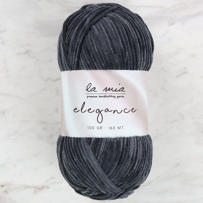 La Mia Elegance Fine Velvet Hand Knitting Yarn,Anthracite - L905