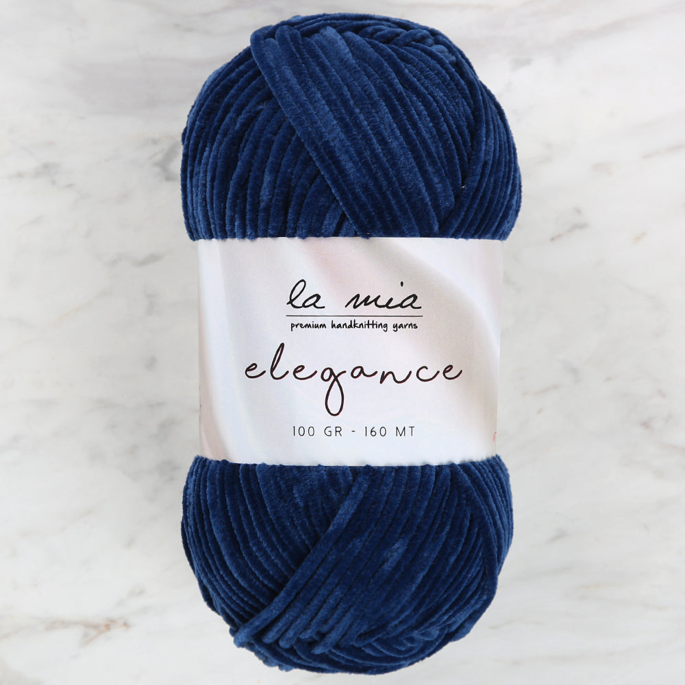 La Mia Elegance Fine Velvet Hand Knitting Yarn,Navy blue - L917