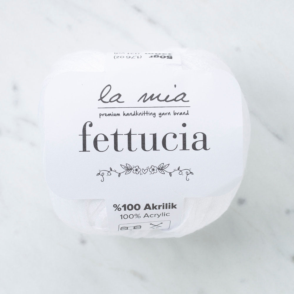 La Mia Fettucia  Yarn, White - L001