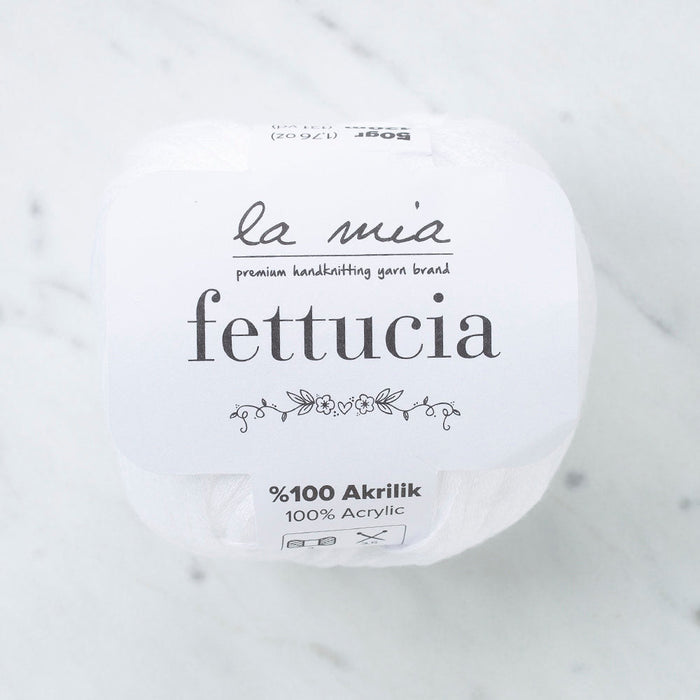 La Mia Fettucia  Yarn, White - L001