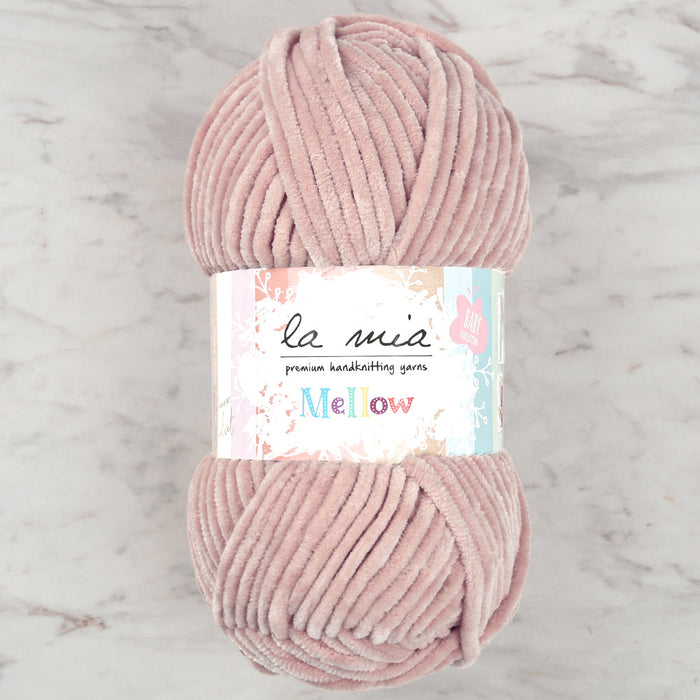 La Mia Mellow Chenille Yarn, Powder Pink - 924